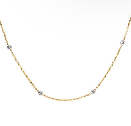 14K gold cable chain with diamond settings