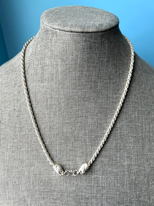 Silver Rope Chain with lion head clasp